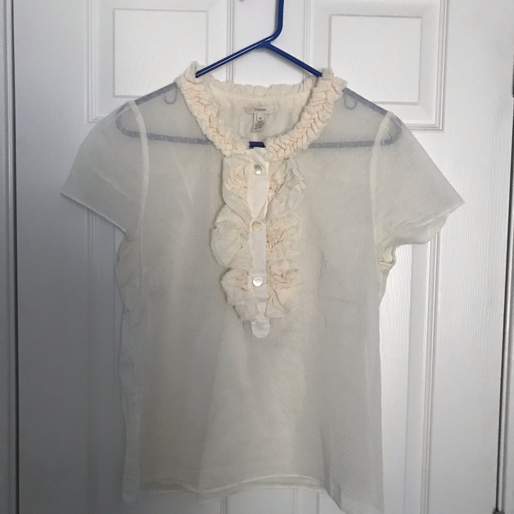 J Crew ivory sheer shirt